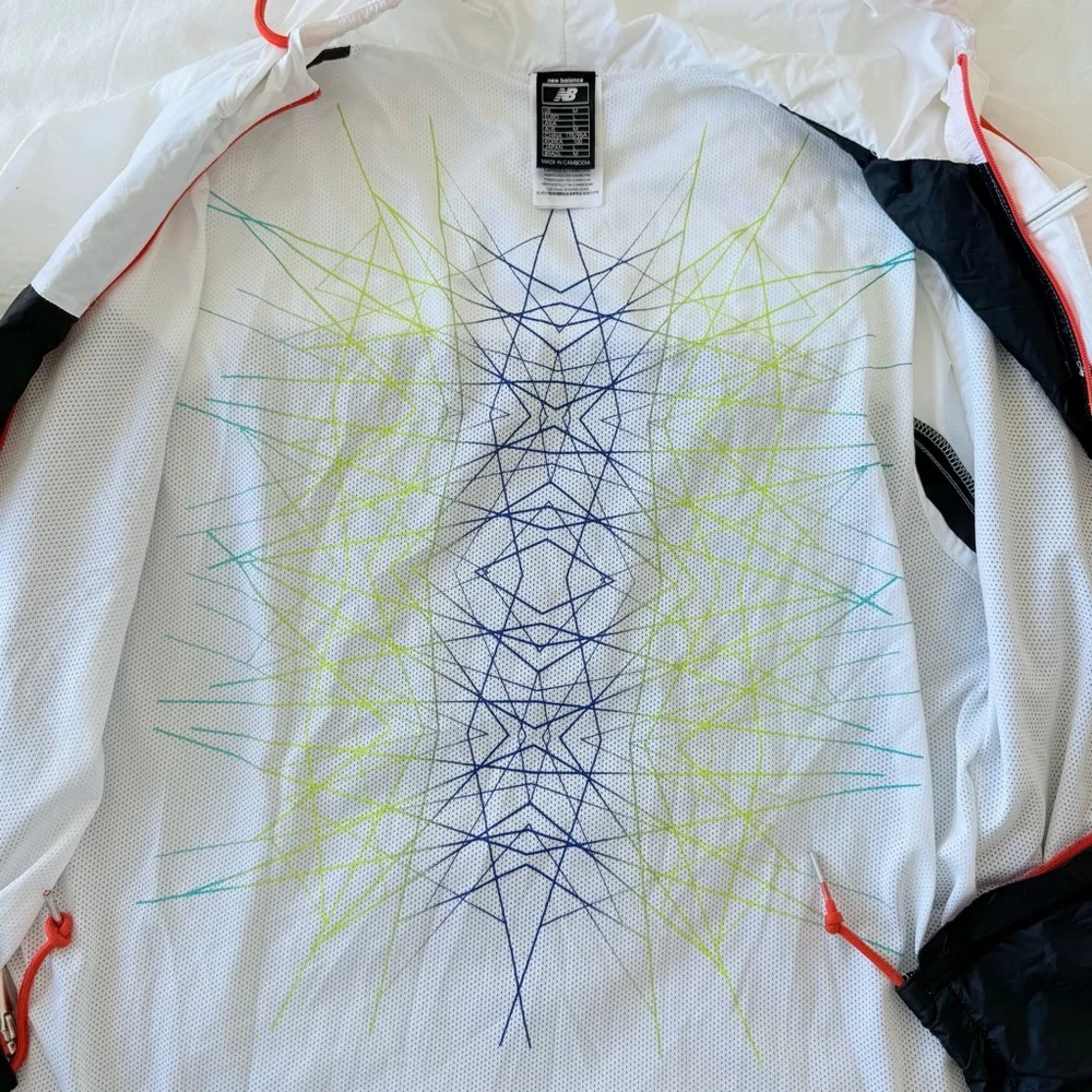 New Balance NBA Windbreaker Jacket Men M Black White Red Hooded Lightweight - Picture 11 of 12